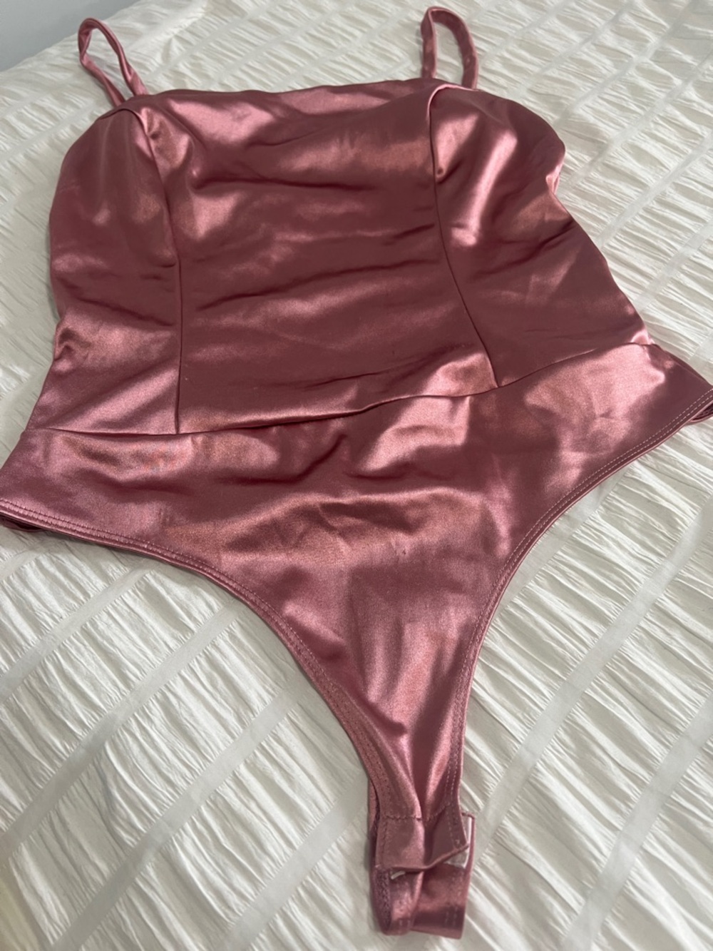 iris Shimmery Dusty Rose Satin Cami Bodysuit